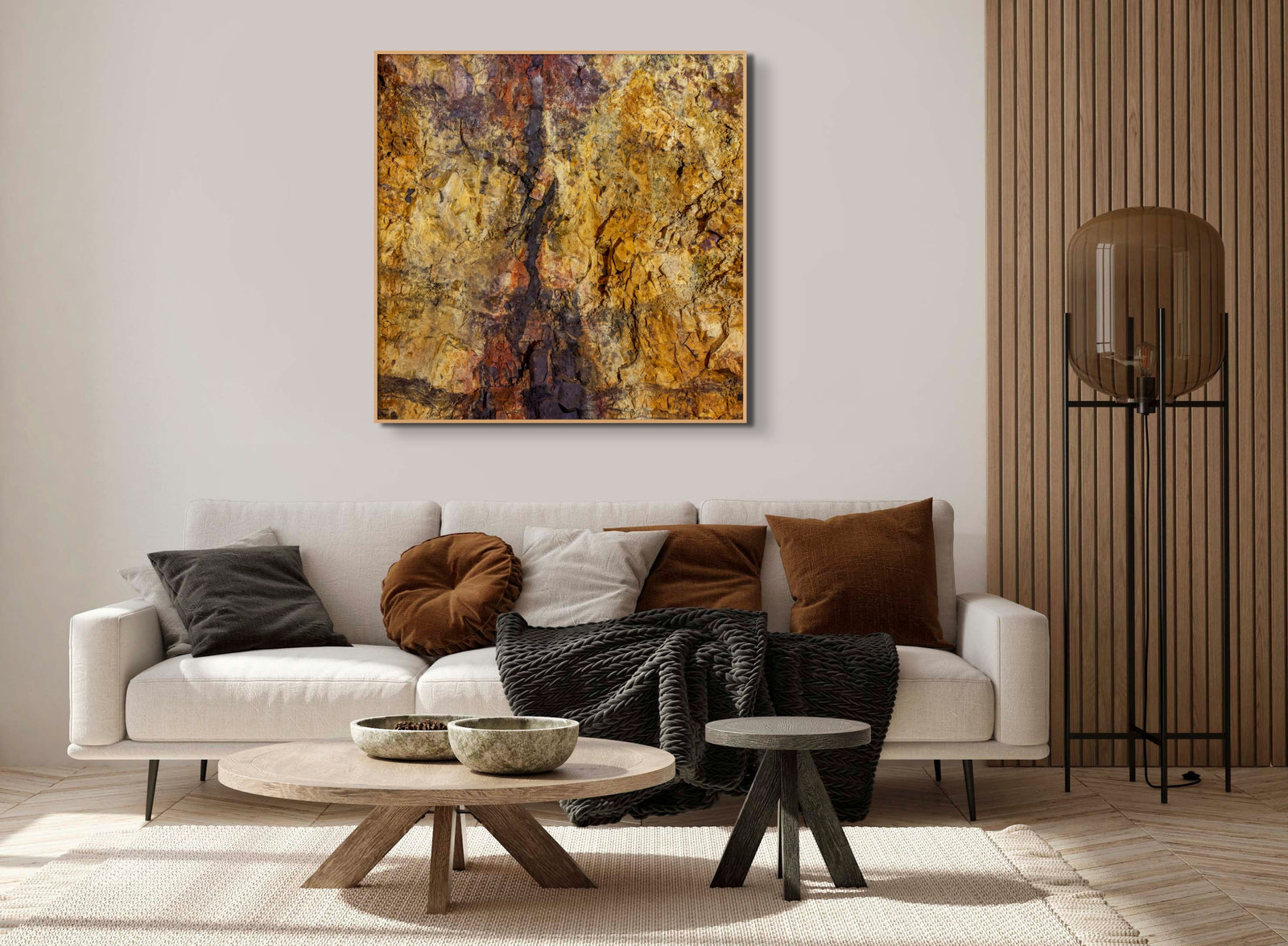 Þríhnúkagígur, inside of a volcano. Colorful walls of a volcano.